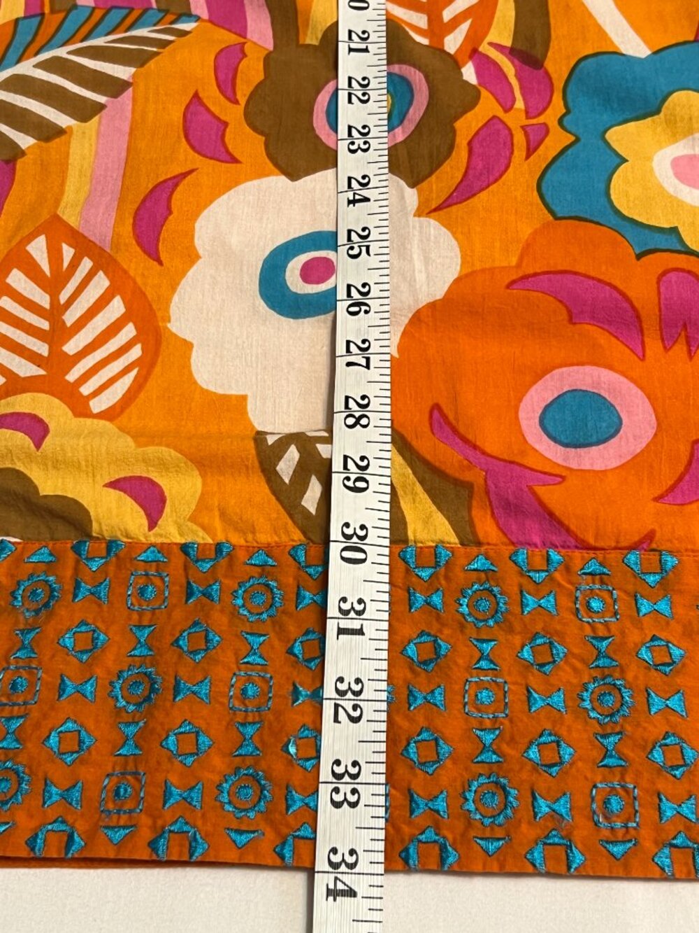 Sabby Anand Womens Large Orange Floral Bohemian Cotton Sleeveless Dress Tunic - Picture 11 of 12